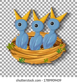 Hungry chick waiting for food in the nest illustration