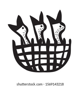 Hungry chicks in the nest. Vector illustration