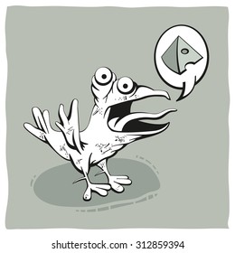 Hungry crow is asking for cheese
