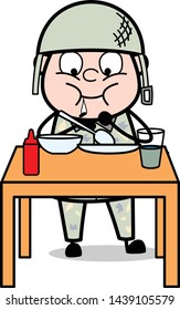 Hungry - Cute Army Man Cartoon Soldier Vector Illustration
