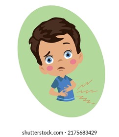 Hungry Cute Boy With Stomach ache