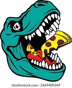 Dinosaurios hambrientos comen pizza Vector