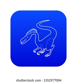 Hungry dinosaur icon blue vector isolated on white background