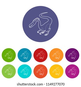 Hungry dinosaur icons color set vector for any web design on white background