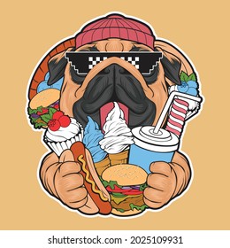 Hungry Dog fast food Free vector illustration