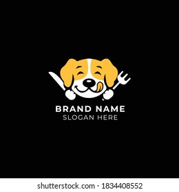 Hungry Dog Logo Vector Illustration Template