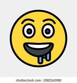 Icono de emoji hambriento ilustración vectorial en estilo de línea rellena, uso para presentación de aplicación móvil del sitio web
