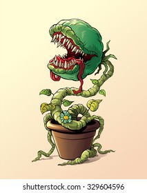 Hungry Evil Carnivorous Plant In Pot