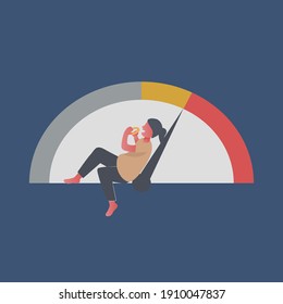 Hungry Fat Woman Eating At Night,Unhealthy Eat Junk Food Lifestyle,Eating Disorder,Vector Illustration.