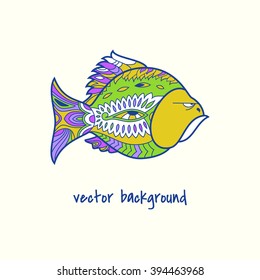 Hungry fish. vector ornamental illustration