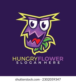 hungry flower mascot logo vector