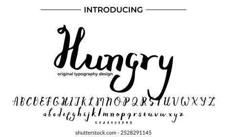 Hungry Font Stylish brush painted an uppercase vector letters, alphabet, typeface