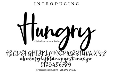 Hungry Font Stylish brush painted an uppercase vector letters, alphabet, typeface