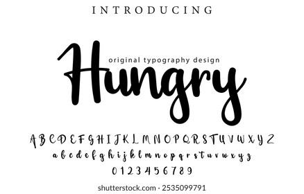 Hungry Font Stylish brush painted an uppercase vector letters, alphabet, typeface