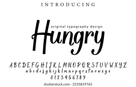 Hungry Font Stylish brush painted an uppercase vector letters, alphabet, typeface