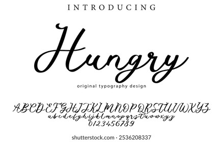 Hungry Font Stylish brush painted an uppercase vector letters, alphabet, typeface