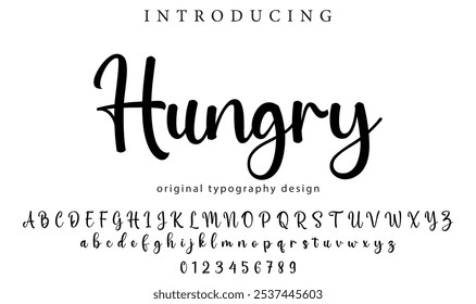 Hungry Font Stylish brush painted an uppercase vector letters, alphabet, typeface