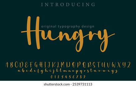 Hungry Font Stylish brush painted an uppercase vector letters, alphabet, typeface