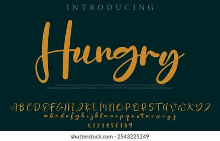 Hungry Font Stylish brush painted an uppercase vector letters, alphabet, typeface