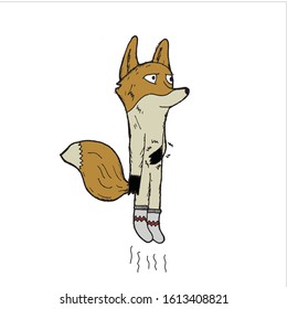 Hungry fox. cute fox. vector illustration