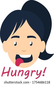 Hungry girl, illustration, vector on white background
