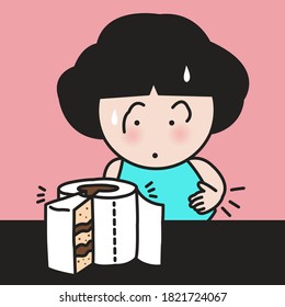 Hungry Girl Imagined The Toilet Paper Roll As A Piece Of Cake Concept Card Character Illustration