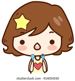 hungry girl, vector illustration