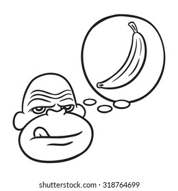 Hungry Gorilla Head Line Art