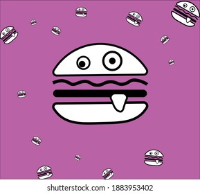 hungry hamburger icon vector funny