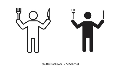 Icono humano hambriento Ilustración vectorial aislada. Pictograma de Vector para Web y App