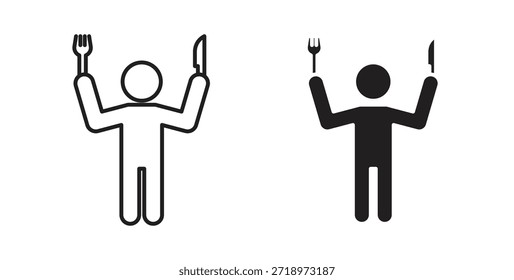Hungrige menschliche Ikone. Symbol, Logo-Abbildung. Grafiksymbolsatz