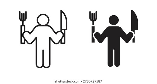 Iconos humanos hambrientos para el diseño. Trazo fácilmente editable. Diseño plano moderno.