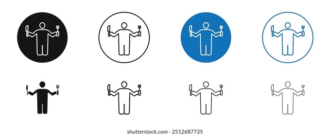 Hungry human in set in black and blue color