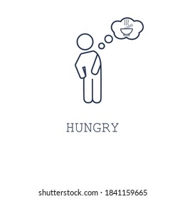 Hungry icon on white background. Vector illustration in flat cartoon design. Design for webpage, banner, poster, app. Noodle, hunker. 
