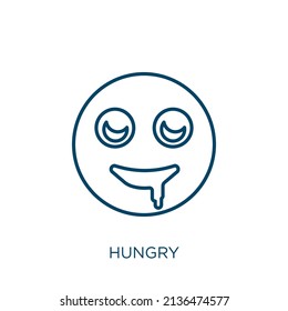icono hambriento. Icono de contorno ligero lineal hambriento aislado en fondo blanco. Señal de hambruna de vectores de línea, símbolo para web y móvil
