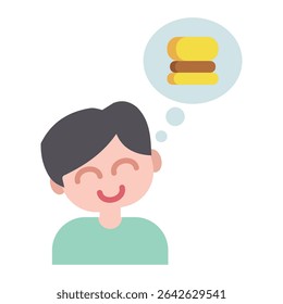 hungry icon. thinking of eating a burger. stock illustration