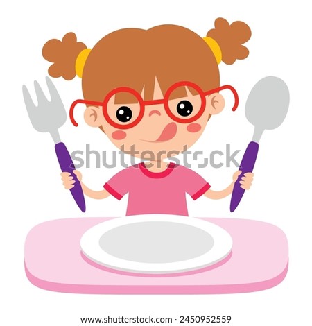 Hungry Kid Waiting For Meal