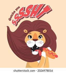 Hungry Lion for textile design illustration and other design