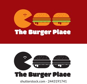 Hungry man eating burger icon