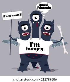 Hungry monster. Vector illustration.