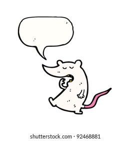 caricatura de ratón hambriento con burbuja de habla