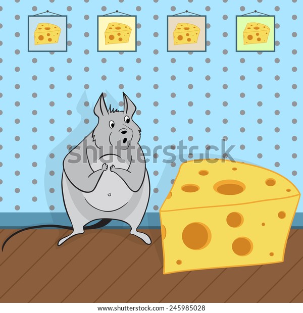 Hungry Mouse Look Cheese Room Vector Stock Vector (Royalty Free ...