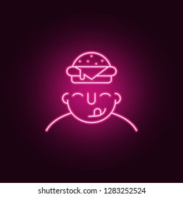 hungry on mind icon. Elements of What is in your mind in neon style icons. Simple icon for websites, web design, mobile app, info graphics