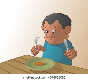 hungry overweight man on a diet vector cartoon