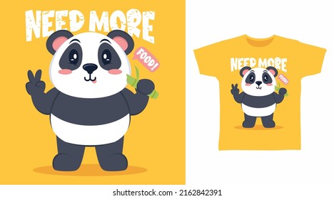 Hungry Panda Cartoon T-Shirt Art Design