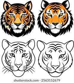 Hungry Roaring tiger face clip art Tiger head tattoo art tiger 