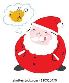 Hungry Round Santa Dreaming of Christmas Turkey