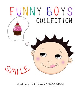Hungry smiley. Vector illustration.