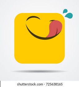 Hungry square emoticon in a flat design