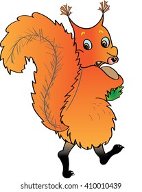 The Hungry Squirrel Running Away with the Nut 
